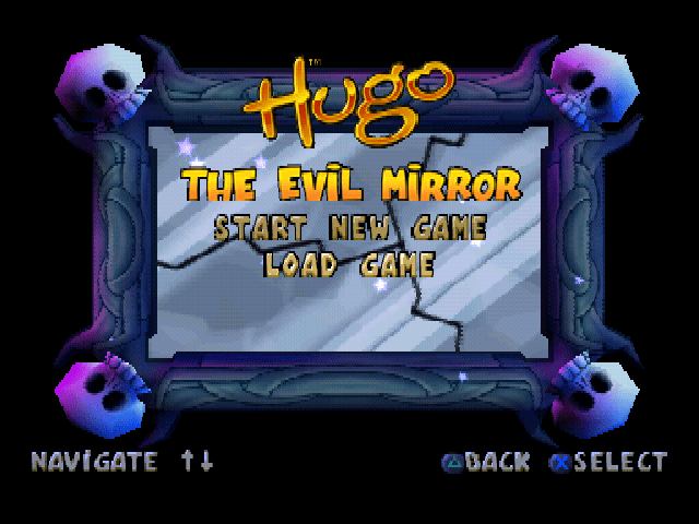 Hugo The Evil Mirror title screen for Playstation